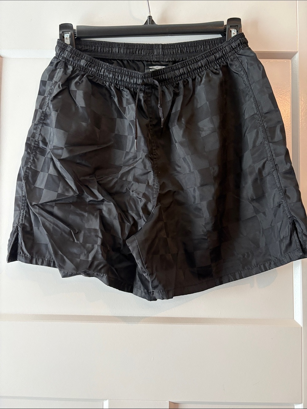 Umbro Black Athletic Shorts with Subtle Checker Texture